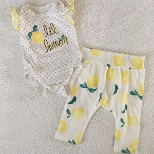 Lemon Themed Onesie and Pants Set